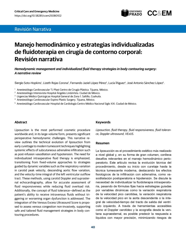 Manejo hemodinámico y estrategias individualizadasde fluidoterapia en cirugía de contorno corporal:Revisión narrativa